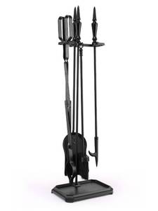 lot 14286 image: Lichamp Gothic Fireplace Tools Set, 5-Pieces Indoor Outdoor Sturdy Fire Place Poker Sets with Gothic Handle, FTS35BK