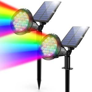 lot 14296 image: XTGTP Solar Color Spot Lights Outdoor, 21 LEDs Color Changing Solar Outdoor Lights, IP67 Waterproof RGB Multicolor Yard Solar Spotlights Auto OnOff for Pathway Garden Pool Patio Tree