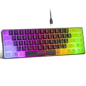 lot 14307 image: CHONCHOW Mini RGB 60% Gaming Keyboard, 68 Keys Small Compact USB Wired Rainbow Light Up Backlit Gaming Keyboard for Xbox PS4 PS5 PC Laptop Gamer��Black-White��