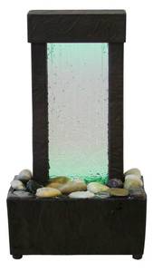 lot 14309 image: Natures Mark 10 H Crackled Glass Light Show Tabletop Water Fountain with Natural River Rocks and Color Changing LED Lights (Cordless)