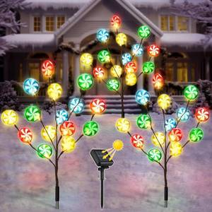 lot 14310 image: Meonum Solar Lollipop Christmas Pathway Lights, Outdoor Peppermint Christmas Tree Pathway Stake Lights with 45 Waterproof Candy 8 Lighting Modes for Yard Garden Decoration (Red,Green,Blue,Yellow)