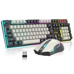 lot 14315 image: RedThunder K10 Wireless Gaming Keyboard and Mouse Combo, LED Backlit Rechargeable 3800mAh Battery, Mechanical Feel Anti-ghosting Keyboard  7D 3200DPI Mice for PC Gamer (White-Gray)
