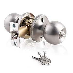 lot 14322 image: XIUDI Entry Door Knobs with Lock and Key,Ball Stainless Steel Keyed Door Lock,for Privacy BedroomBathroom,Satin Nickel