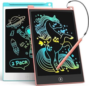 lot 14324 image: TECJOE 2 Pack LCD Writing Tablet, 8.5 Inch Colorful Doodle Board Drawing Tablet for Kids, Kids Travel Games Activity Learning Toys Birthday Gifts for 3 4 5 6 Year Old Boys and Girls Toddlers