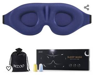 lot 14333 image: MZOO Sleep Eye Mask for Men Women, Zero Eye Pressure 3D Sleeping Mask, 100% Light Blocking Patented Design Night Blindfold, Soft Eye Shade Cover for Travel, Blue