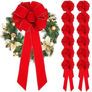 lot 14336 image: Kigeli Large Christmas Bow 10x 26 Handmade Big Red Velvet Ribbon Outside Christmas Wreath Bow Christmas Tree Topper Ornament Bow for Indoor Outdoor Xmas Home Cabinet Decoration(12 Pcs)