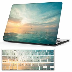 lot 14338 image: MonsDirect Compatible with MacBook Air 13 inch Case 2021 2020 2019 2018 M1 A2337 A2179 A1932 with Touch ID, Slim Hard Plastic Case & Keyboard Cover for Air 13.3 inch with Touch ID, Beautiful Sunset