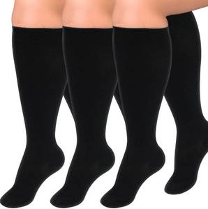 lot 14340 image: Diu Life 3 Pairs Plus Size Compression Socks for Women and Men Wide Calf Extra Knee High Support for Circulation LXl