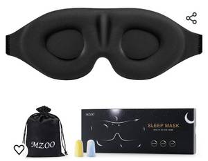 lot 14350 image: MZOO Sleep Eye Mask for Men Women, Zero Eye Pressure 3D Sleeping Mask, 100% Light Blocking Patented Design Night Blindfold, Soft Eye Shade Cover for Travel
