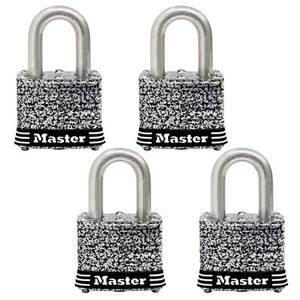 lot 14353 image: Master Lock 3SSQ Stainless Steel Outdoor Padlock with Key, 4 Pack Keyed-Alike,Silver