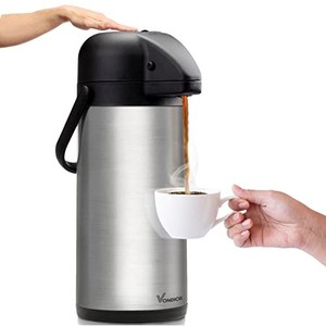 lot 14365 image: Airpot Coffee Dispenser with Pump - 102 oz Insulated Stainless Steel Coffee Carafe - Thermal Beverage Dispenser - Thermos Urn for HotCold Water, Party Chocolate Drinks