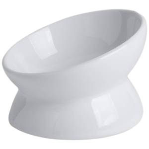lot 14369 image: KITCHENLESTAR Cat Food Bowl 6, Elevated Tilted Cat Bowl, Raised Cat Bowls for Adult Cats or Dogs, Ceramic Pet Food Water Dish 8 oz, (Black)