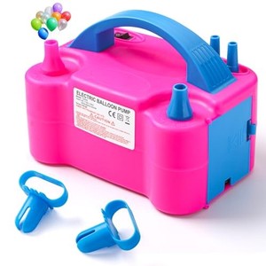 lot 14371 image: Voircoloria Balloon Pump Electric, Portable Automatic Dual Nozzle Inflator 110V 600W with Tying Tools for Birthday Gender Reveal Baby Shower Balloons Party Decorations(Rose Red)