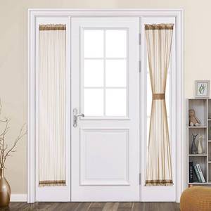 lot 14382 image: MIULEE 2 Panels Sidelight French Door Curtains Semi Sheer Panels for Narrow Window 25 x 72 Inches with Tieback - 2 Panels,Brown
