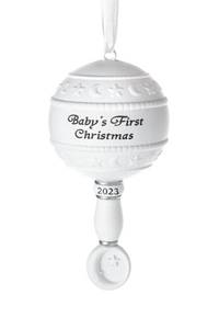 lot 14403 image: Klikel Babys First Christmas Ornament 2023 - White 3D Rattle Baby First Christmas Ornament 2023-1st Christmas Baby Ornament 2023 - Babies First Christmas Ornament - Boy Girl Keepsake Ornament 2023