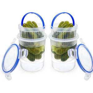 lot 14405 image: Pickle Jar 24oz 2Pack Pickle container with strainer Pickle Holder Keeper Lifter, pickle storage container pickle strainer,Flip Jar with Leak Proof and Lock It Lid