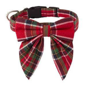 lot 14408 image: ADOGGYGO Christmas Dog Collar with Bow, Adjustable Cotton Red Green Plaid Bowtie Dog Christmas Collars for Small Medium Large Dogs Pets (Small, Xmas)