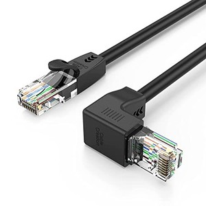 lot 14409 image: CableCreation CAT6 Ethernet Patch Cable RJ45 LAN Cable Gigabit Network Cord 90 Degree Upward Angled,Bandwidth up to 250MHz 1Gbps for PC, Router, Modem, Printer, Xbox, PS4, PS3-3.3 Feet,Black