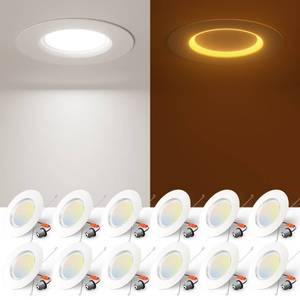 lot 14415 image: Amico 12 Pack 6 inch 5CCT LED Recessed Lighting with Night Light, 12.5W100W, 1000LM Can Lights with Baffle Trim, Dimmable, Retrofit Downlight, 2700K3000K3500K4000K5000K Selectable- ETL & FCC
