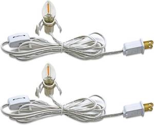 lot 14419 image: FUTIME Set of 2 Accessory Cord with One Led Light Bulb 6Ft Blow Mold Light IndoorString Lights, C7 Lamp with Spare Fuse forHalloween and Christmas Decorations.Craft Village House Decoration