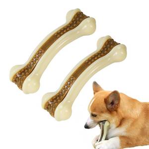 lot 14423 image: Dog Bones for Aggressive Chewers, 2 Pack Real Beef Flavor Dog Teething Toys for MediumSmall Breeds, Durable Nylon Dog Chew Toys