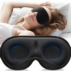 lot 14426 image: YFONG Weighted Sleep Mask, Women Men 3D Blocking Lights Sleeping Mask (4.2oz120g), Pressure Relief Night Sleep Eye Mask with Adjustable Strap, Eye Cover Blindfold for Travel Nap Yoga, Black