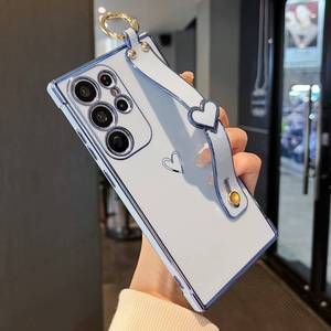 lot 14427 image: ZTOFERA Samsung Galaxy S22 Ultra 5G Case with Kickstand,Luxury Cute Plating Edge Love Hearts Pattern Wrist Strap Finger Holder for Girls Women,Soft Shockproof Cover for Galaxy S22 Ultra 6.8,Blue