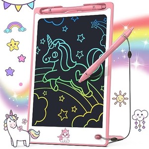 lot 14447 image: Hockvill LCD Writing Tablet for Kids 8.8 Inch, Toys for Girls Boys Drawing Pad for 3 4 5 6 7 Year Old Kid, Toddler Doodle Board Travel Essentials Christmas Birthday Gift for Children (Pinkey White)