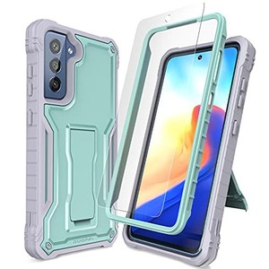 lot 14450 image: DUOPAL for Samsung Galaxy S21 FE 5G Case, Military Grade Protection Shockproof Case with Tempered Glass HD Screen Protector and Kickstand Compatible with Samsung S21 FE Phone 6.4 5G Inch (Green)