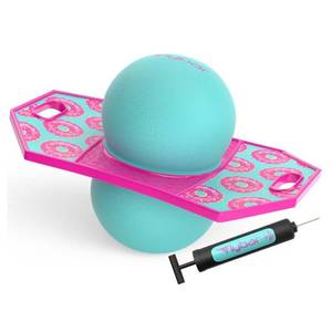 lot 14468 image: Flybar Pogo Trick Ball for Kids, Trick Bounce Board for Boys and Girls Ages 6, Up to 160 lbs, Includes Pump, Easy to Carry Handle, Durable Plastic Deck Indoor, Outdoor Toy Pogo Jumper (Donut)