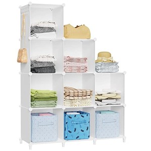 lot 14475 image: HOMIDEC Closet Organizer, 9-Cube Closet Organizers and Storage, Cube Storage Organizer, Portable Closet Storage Shelves, Clothes Storage Organizer for Garment Racks, Closet, White