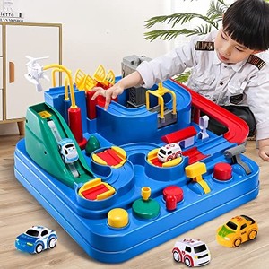 lot 14491 image: TEMI Kids Race Track Toys for Boy, Car Adventure Toy for 3 4 5 6 7 Years Old Boys Girls, Puzzle Rail Car, City Rescue Playsets Magnet Toys 3 Mini Cars, Preschool Educational Car Games Gift Toys
