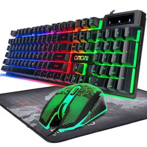 lot 14494 image: Keyboard and Mouse Gaming LED Wired Combo with Emitting Character Keyboard 4800DPI 2 Side Button USB Mouse Rainbow Backlit Mechanical Feeling Compatible with PC Raspberry Pi Mac Xbox one ps4