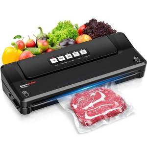 lot 14495 image: Bonsenkitchen Food Sealer Machine, Dry Vacuum Sealer Machine with 5-in-1 Easy Options for Sous Vide and Food Storage, Air Sealer Machine with 5 Vacuum Seal Bags & 1 Air Suction Hose, Black