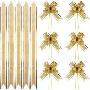 lot 14498 image: 200 Pieces 3.5 Inch Mini Pull Bows Gift Wrapping Butterfly Knot Bows for Gift Wrapping Gift Bows Gold Gift Wrap Bows Decorative Bows for Holiday Wedding Birthday Presents Baskets Decorations