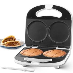 lot 14499 image: SugarWhisk Double Mini Pancakes Maker Machine, Arepa Maker, Electric Pancake Maker Griddle, Ideal for Pancakes, Cookies, Eggs, Arepas & Breakfast Sandwiches, White, 4 Inch