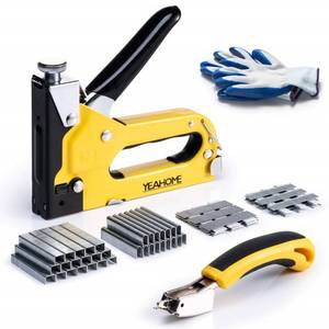 lot 14501 image: Upholstery 4 in 1 Staple Gun Heavy Duty, with 6000 Staples, Remover, Gloves, Manual Brad Nailer Power Adjustment Stapler Gun for Wood, Upholstery, Carpentry, Decoration DIY Staple Gun��