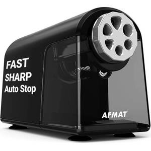 lot 14502 image: AFMAT Heavy Duty Electric Pencil Sharpener for Classroom, 6 Holes, Electric Pencil Sharpeners for Home, Pencil Sharpener Plug in for 6-11mm Pencils, Auto Stop, Super Fast, Never Eat Pencils, Black