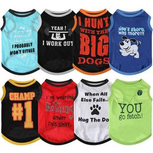 lot 14503 image: 8 Pieces Dog Shirts Pet Printed Clothes with Funny Letters Summer T Cool Puppy Breathable Outfit Soft Sweatshirt for Dogs Cats (Cute Pattern,Medium)