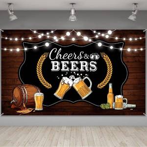lot 14504 image: Cheers and Beers Party Decorations,Retro Rustic Wooden Board 30th 40th 50th Birthday Theme Party Photography Banner Backdrop for Men Beer Whiskey Birthday Party Supplies