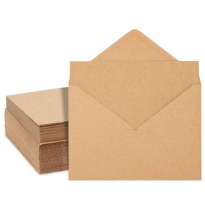 lot 14508 image: Best Paper Greetings 50 Pack Blank 5x7 Note Cards and Envelopes Set, Brown A7 Notecards for Open When Letters, Birthday, Holidays Greetings