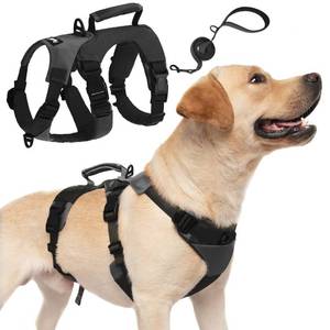 lot 14521 image: PUPTECK Escape Proof Dog Harness - Adjustable No Pull Dog Vest and Double Handles Leash Set Soft Padded Lift Handle for Medium Large Dogs Training Hiking Walking Hunting, Black Medium