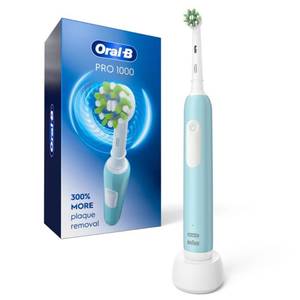 lot 14535 image: Oral-B Pro 1000 Rechargeable Electric Toothbrush, Turquoise with Pressure Sensor, 3 Modes