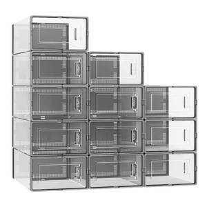 lot 14541 image: Fixwal Large 12 Pack Large Shoe Storage Box, Clear Plastic Stackable Shoe Organizer for Closet, Space Saving Foldable Shoe Rack Sneaker Container Bin Holder