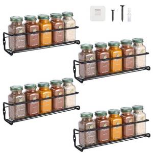 lot 14551 image: Urban Deco 4 Tier Single Hanging Spice Rack Organizer for Cabinet- Wall Mounted Seasoning Organizer - Space Saving Design for Kitchen, Pantry, Door(Black)