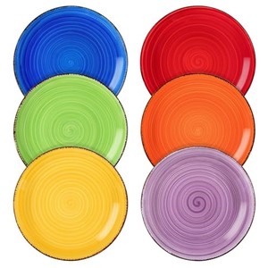 lot 14564 image: vancasso Bonita Muticolor Salad Plate Set of 6, 7.5 Inch Ceramic Dessert Plate, Dishwasher and Microwave Safe