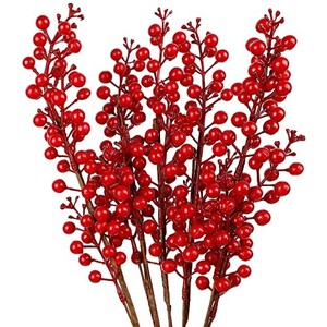 lot 14571 image: winemana 5 Pcs 19 Christmas Red Berries Stems, Picks Christmas Tree Decoration, Artificial Christmas Red Berry for DIY Crafts Wreath Garland Christmas Ornaments Vase Decor