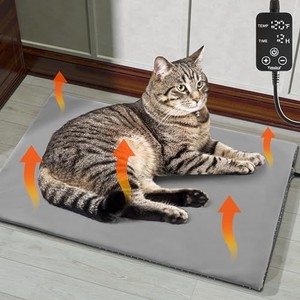lot 14574 image: Yimobra Pet Heating Pad, Memory Function, Adjustable Temperature DogCat Heating Pad with Timer, Indoor Pet Heating Pads with Extended Chew Resistant Cord, Non Stick Hair Cover, 18x14 Inch, Grey