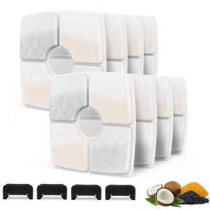 lot 14575 image: SAMANIJA 8-Pack filters with 4-pack Pre-Filter Sponges replacement, Compatible with Veken 84oz2.5L Cat Water Square fountain