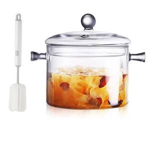 lot 14580 image: AEFPOYMXU Glass Pots for Cooking with Lids Saucepan with Cover Simmer Heat-Resistant Stovetop Pot And Pan with Lid, Soup, Milk, Baby Food(1.5L50 OZ)